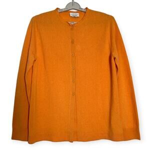 & Other Stories Wool Cardigan SIZE L Orange Button Front Sweater Shirt